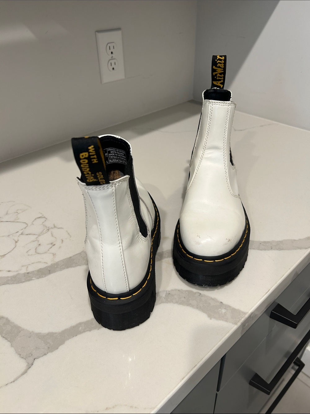 Dr. Martens White & Black Chelsea Lug Sole Ankle Boots - Picture 2 of 5